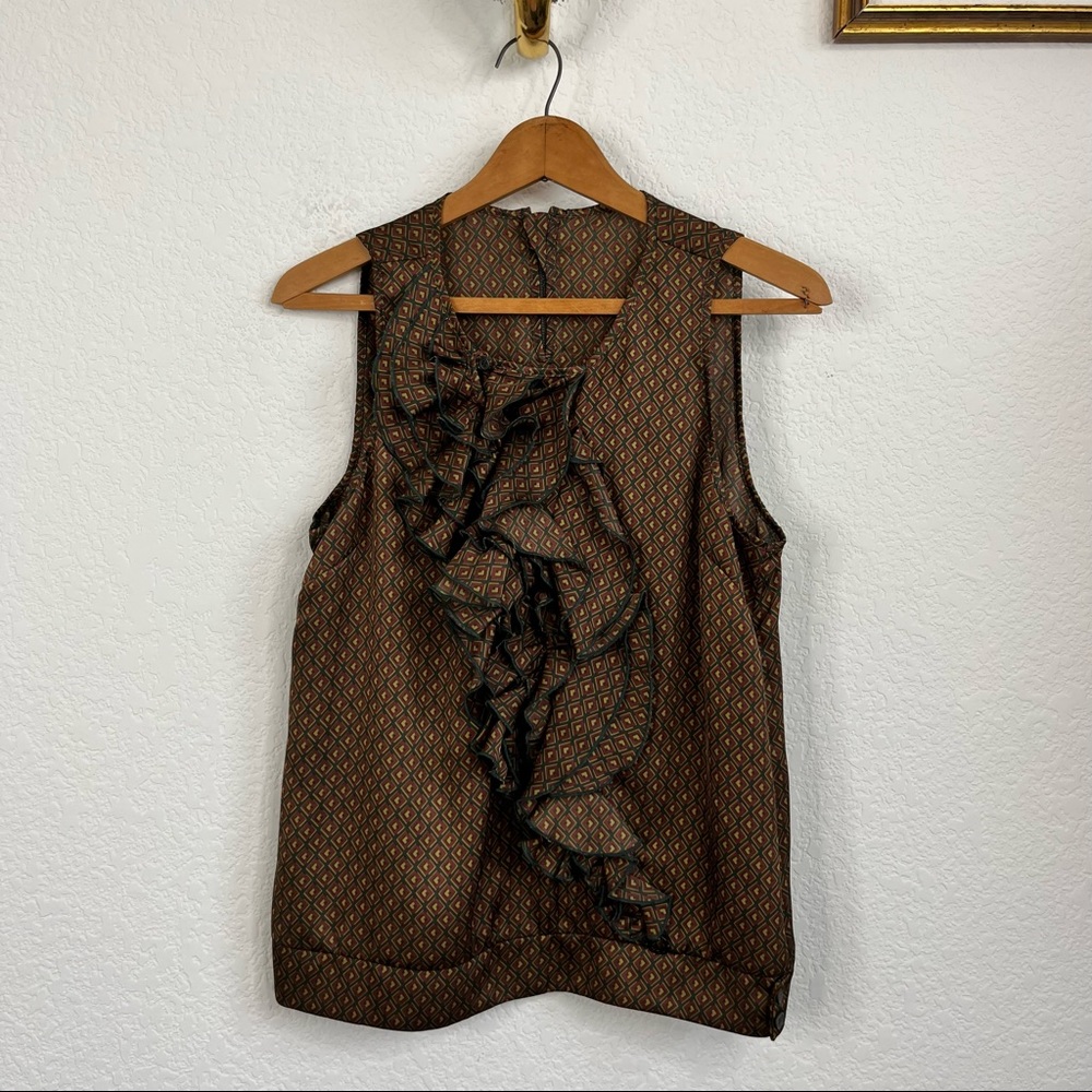 Manila Grace Ruffle Menswear Cross Blouse